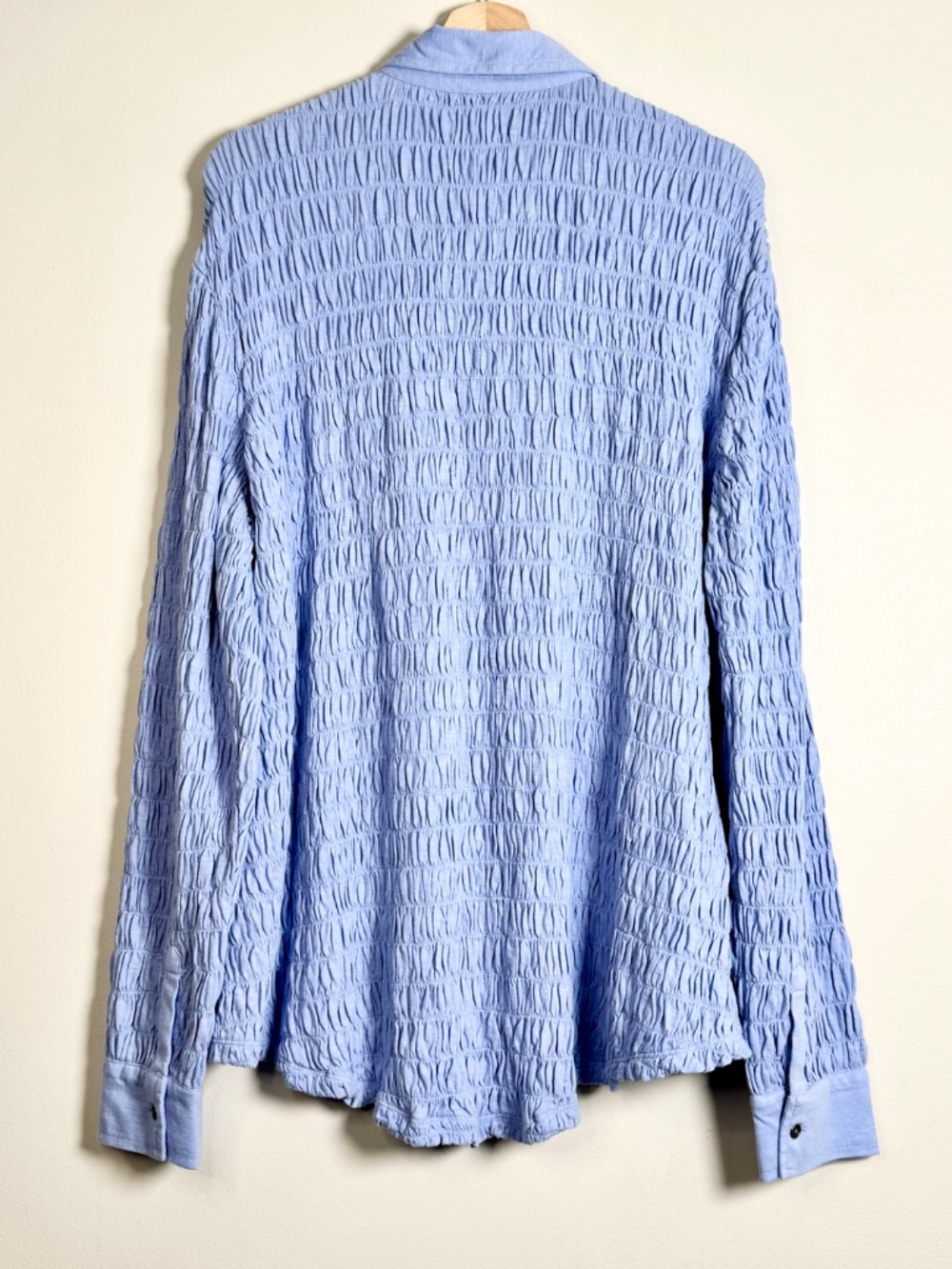 NWT Wonderly Light Blue Textured Knit Button Down Shirt Sz XL - Picture 9 of 11